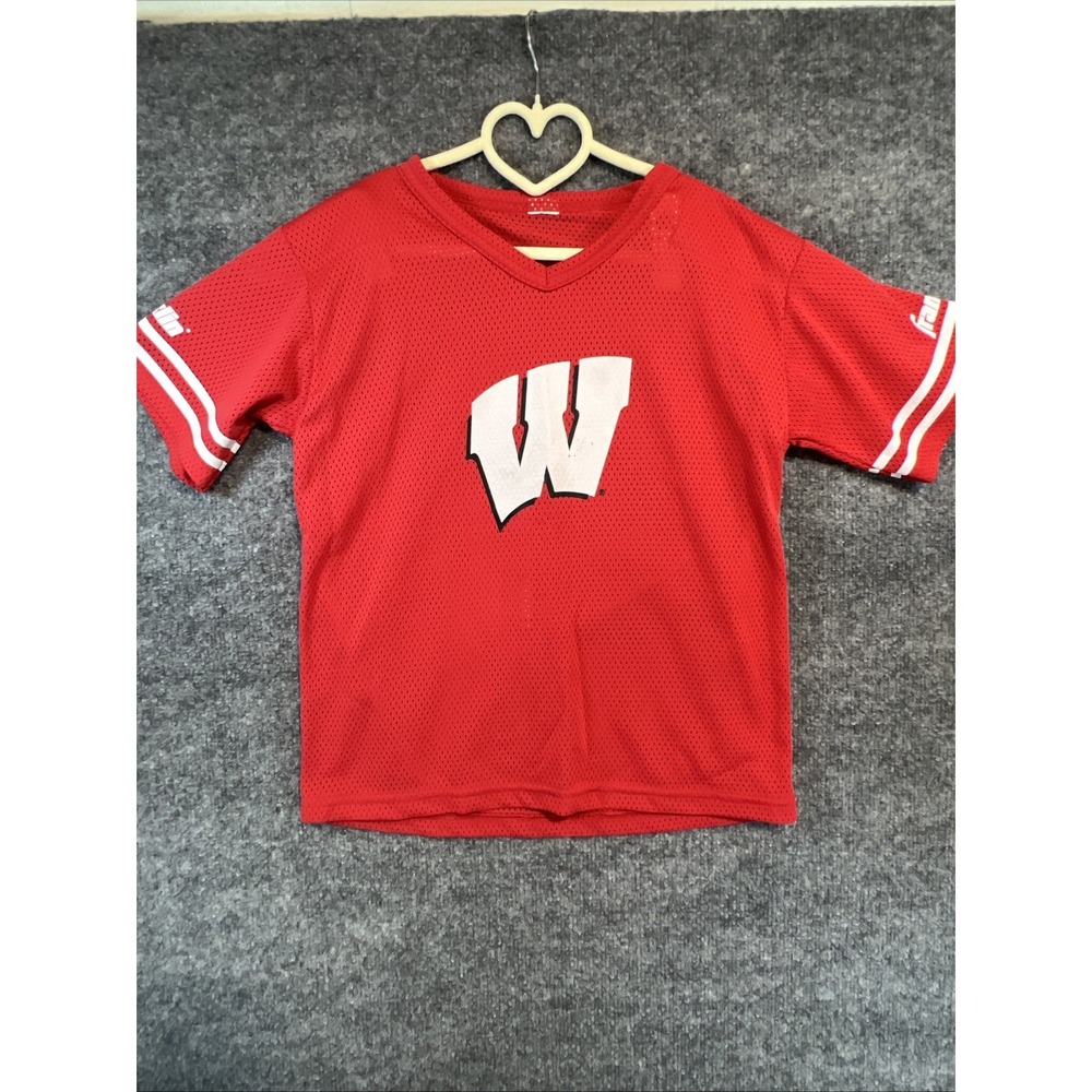 Vintage Franklin Sports Youth L Wisconsin Badgers Football Jersey #1 Red Mesh